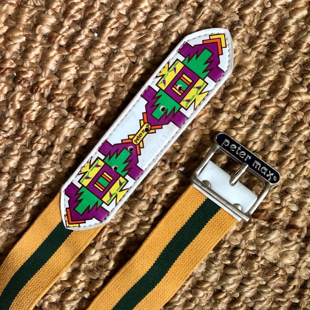 RARE Vintage Original PETER MAX Belt (1970) Southwest Print Enamel Buckle